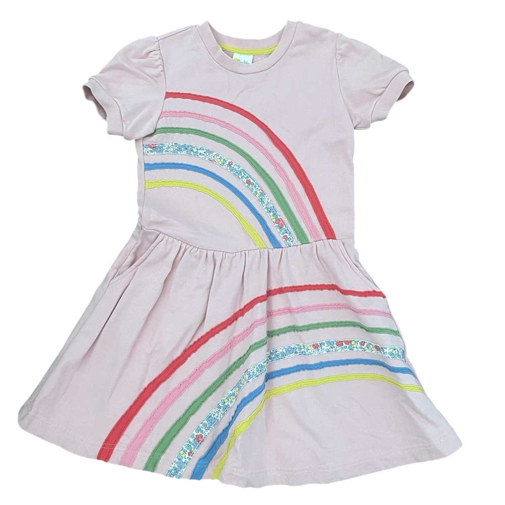 Mini Boden (7|8y) French Terry Rainbow Dress